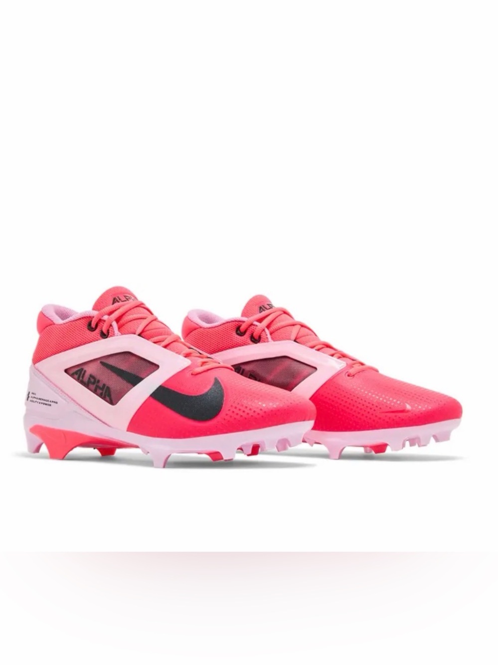 NEW Size 8 Men’s Nike Alpha Menace 4 Pro NRG Racer Pink Grey Cleats HJ4568-600